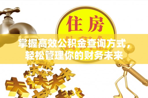 七星掌握高效公积金查询方式，轻松管理你的财务未来